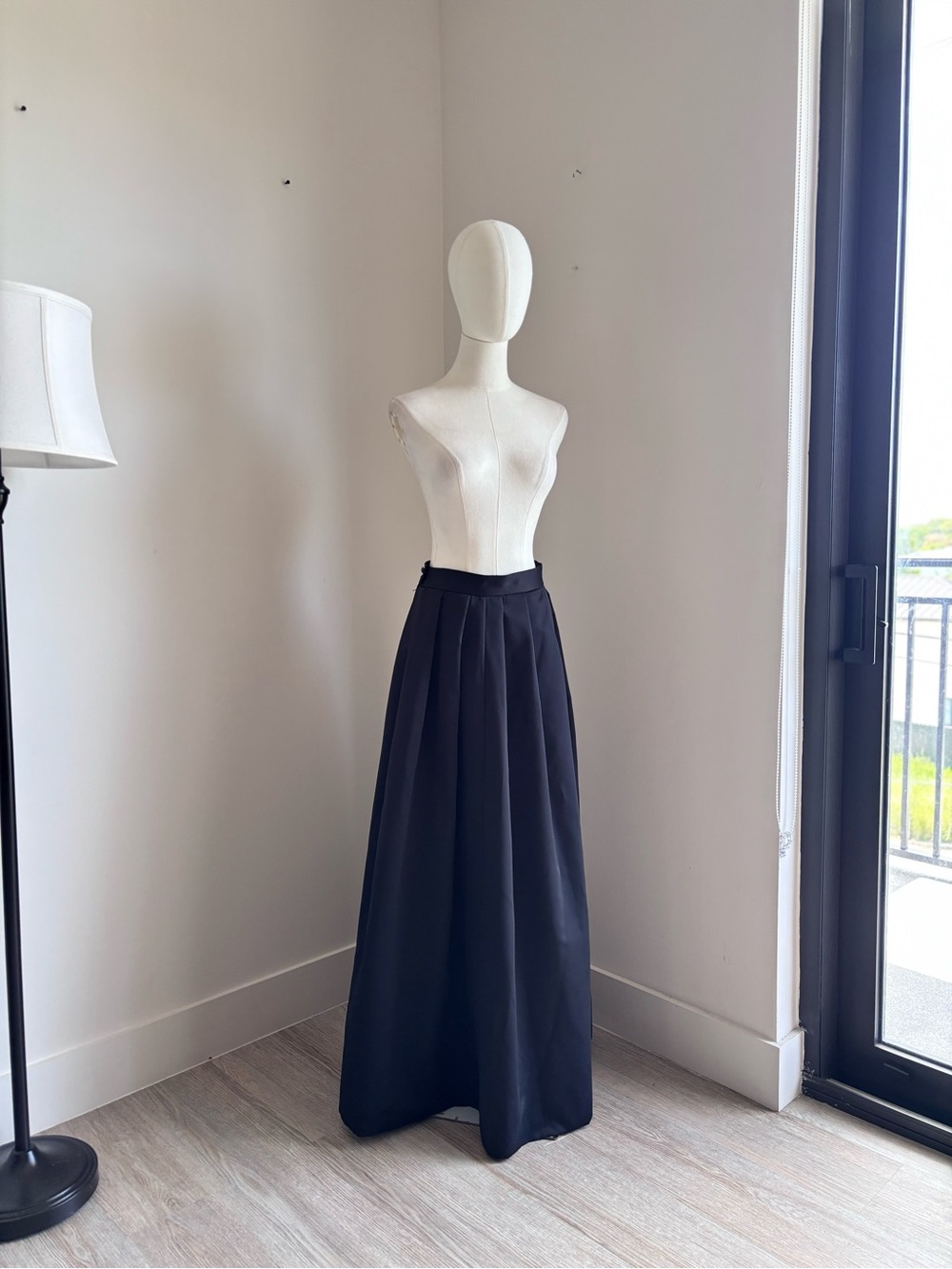 Vintage 90s Hampton Nites Black Pleated Evening Ball Gown Maxi Skirt size 10